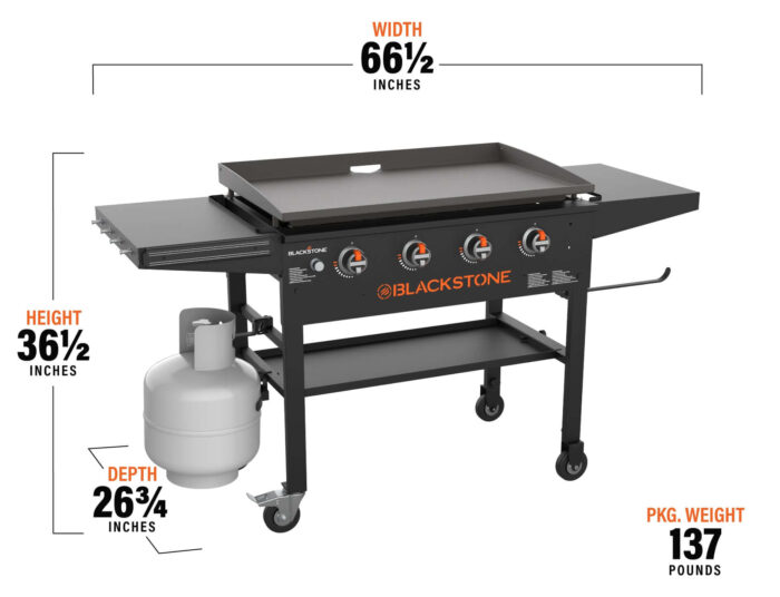 36" GRIDDLE W/HARD COVER & HIGH SHELVES