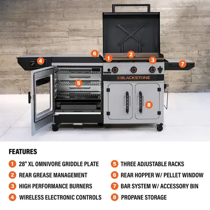 image of Bronco 28 XL Griddle Vertical Pellet Smoker Combo